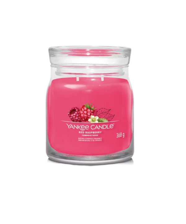 Candela Yankee Candle Red Raspberry Media con fragranza fruttata, perfetta per creare un'atmosfera accogliente; ideale anche tra i fiori a Lecce.