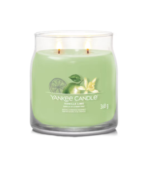 La giara media Yankee Candle Vanilla Lime pesa 368 g e offre un tempo di combustione ottimale