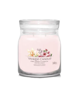 Yankee Candle Pink Cherry & Vanilla media, fragranza dolce e fruttata, disponibile presso il rivenditore Orchideanuccio a Tricase